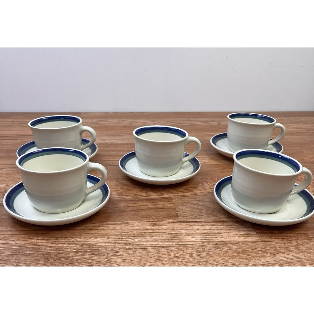 Pfaltzgraff Set‎ of 5 Cups and Saucers Ocean Breeze